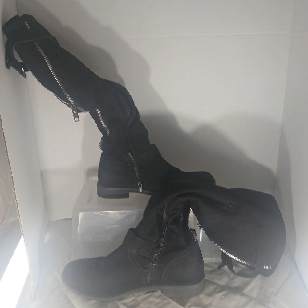 JustFab Bayley WC Black Tall Over The Knee Slouch Boots‎ Womens 6.5 Wide Calf